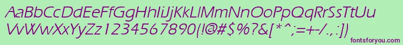 Fonte ErgoeItalic – fontes roxas em um fundo verde