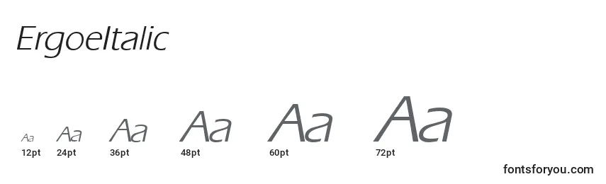 Размеры шрифта ErgoeItalic