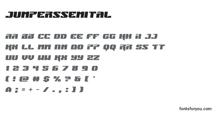 A fonte Jumperssemital – alfabeto, números, caracteres especiais