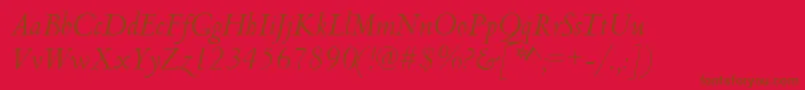 Fonte CambridgeItalic – fontes marrons em um fundo vermelho