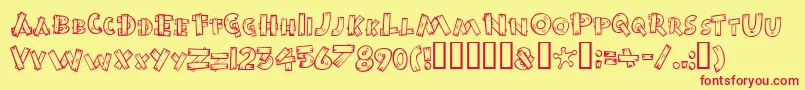 BurnstownDam Font – Red Fonts on Yellow Background