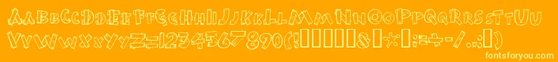 BurnstownDam-Schriftart – Gelbe Schriften auf orangefarbenem Hintergrund