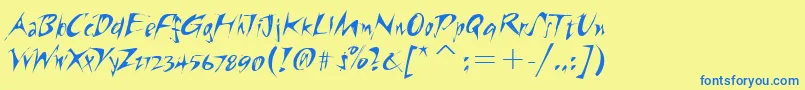 RiptideitcTt-Schriftart – Blaue Schriften auf gelbem Hintergrund