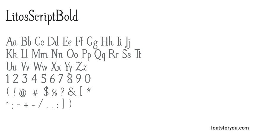 Fuente LitosScriptBold - alfabeto, números, caracteres especiales
