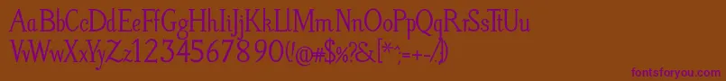 LitosScriptBold Font – Purple Fonts on Brown Background