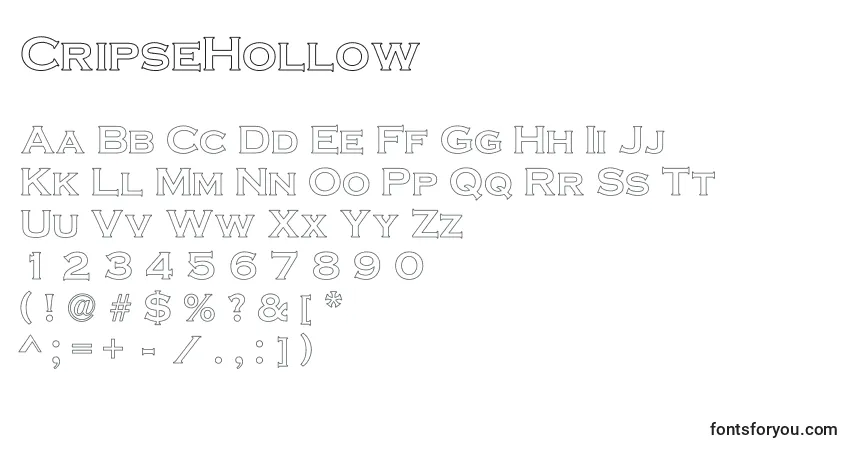 Schriftart CripseHollow – Alphabet, Zahlen, spezielle Symbole