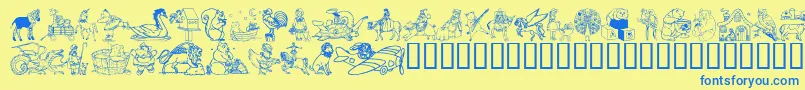 Dingd ffy Font – Blue Fonts on Yellow Background