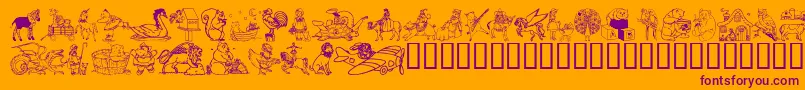 フォントDingd ffy – オレンジの背景に紫のフォント