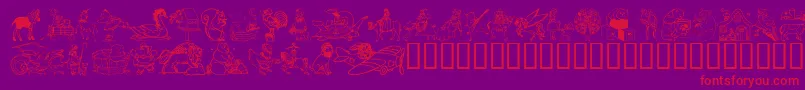 Dingd ffy-Schriftart – Rote Schriften auf violettem Hintergrund