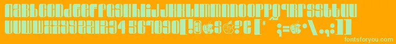 Swinger-Schriftart – Grüne Schriften auf orangefarbenem Hintergrund