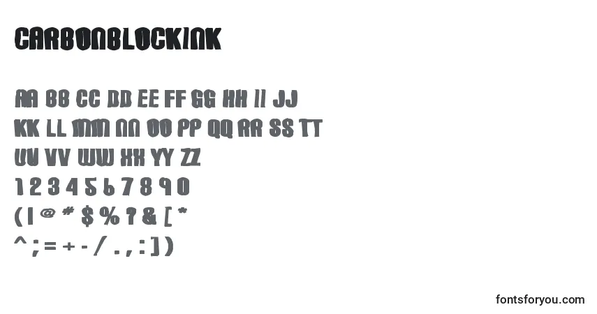 Schriftart Carbonblockink – Alphabet, Zahlen, spezielle Symbole