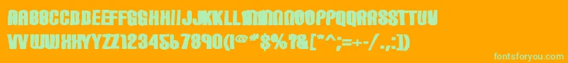 Carbonblockink-Schriftart – Grüne Schriften auf orangefarbenem Hintergrund