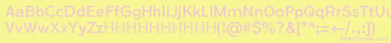 FlamanteSecaBookFfp-fontti – vaaleanpunaiset fontit keltaisella taustalla