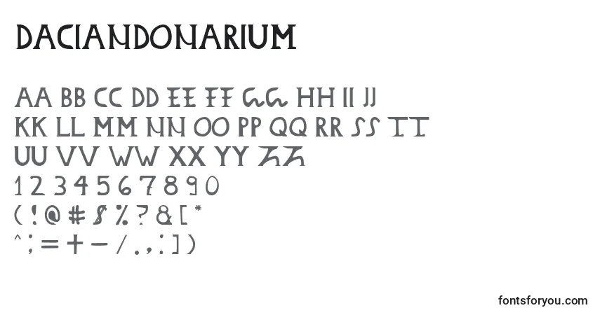 Czcionka Daciandonarium – alfabet, cyfry, specjalne znaki