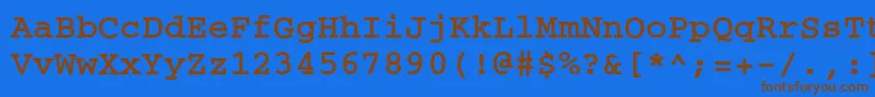 フォントCouriercBold – 茶色の文字が青い背景にあります。