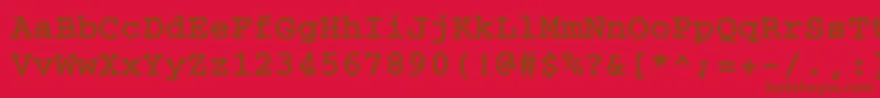 CouriercBold-Schriftart – Braune Schriften auf rotem Hintergrund