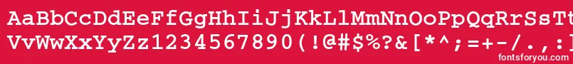 Czcionka CouriercBold – białe czcionki na czerwonym tle