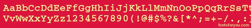 フォントCouriercBold – 黄色の文字、赤い背景