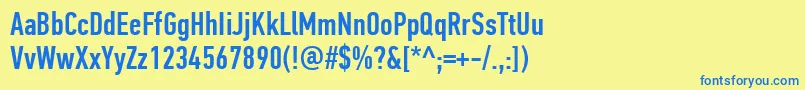 フォントPfdintextcompproMedium – 青い文字が黄色の背景にあります。