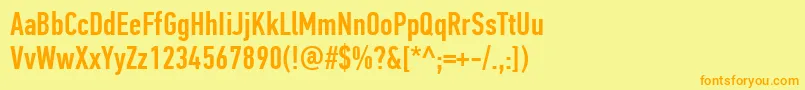 フォントPfdintextcompproMedium – オレンジの文字が黄色の背景にあります。