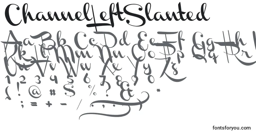 Шрифт ChannelLeftSlanted – алфавит, цифры, специальные символы