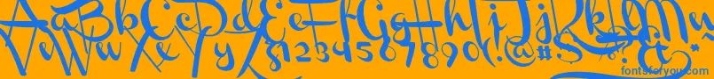 ChannelLeftSlanted-fontti – siniset fontit oranssilla taustalla