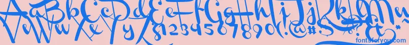 ChannelLeftSlanted Font – Blue Fonts on Pink Background