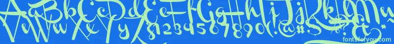 Fonte ChannelLeftSlanted – fontes verdes em um fundo azul