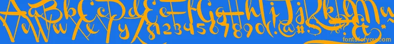 ChannelLeftSlanted Font – Orange Fonts on Blue Background