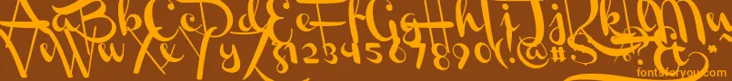 Fonte ChannelLeftSlanted – fontes laranjas em um fundo marrom