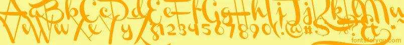 ChannelLeftSlanted Font – Orange Fonts on Yellow Background