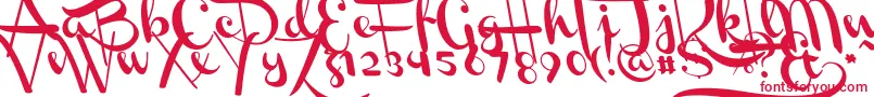 ChannelLeftSlanted-Schriftart – Rote Schriften auf weißem Hintergrund