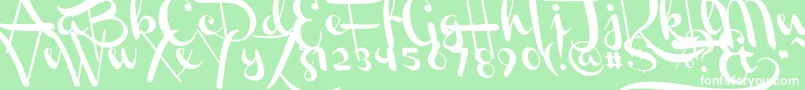 Fonte ChannelLeftSlanted – fontes brancas em um fundo verde