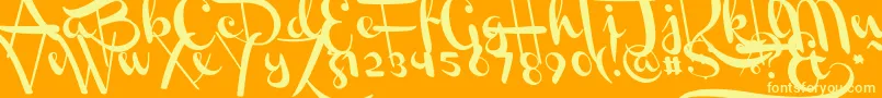 フォントChannelLeftSlanted – オレンジの背景に黄色の文字