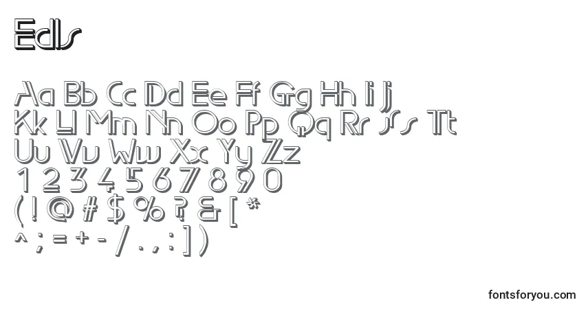 Czcionka Edls – alfabet, cyfry, specjalne znaki