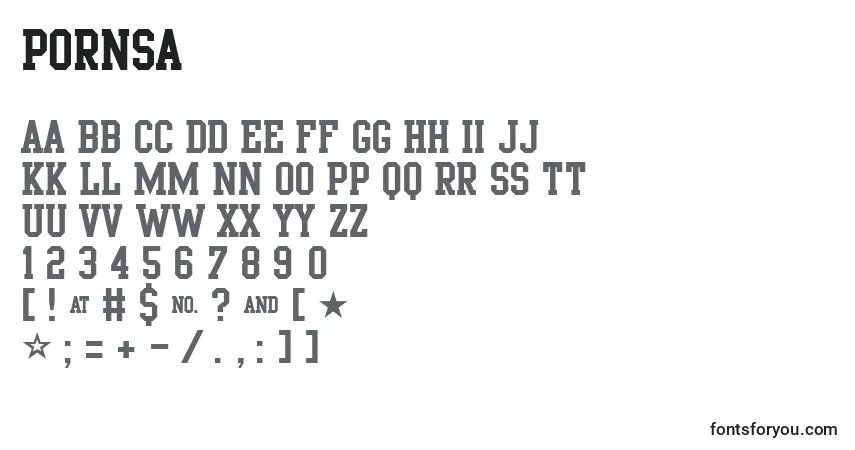 Schriftart Pornsa – Alphabet, Zahlen, spezielle Symbole
