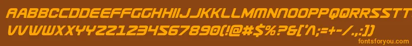 Usuzicondital-Schriftart – Orangefarbene Schriften auf braunem Hintergrund