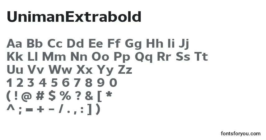 Шрифт UnimanExtrabold – алфавит, цифры, специальные символы