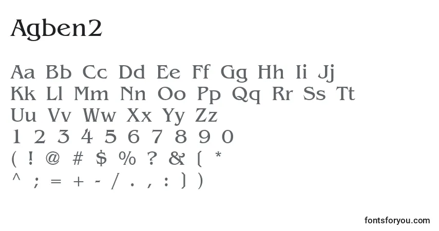 Schriftart Agben2 – Alphabet, Zahlen, spezielle Symbole