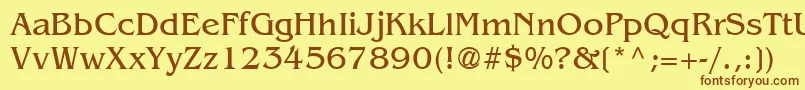 フォントAgben2 – 茶色の文字が黄色の背景にあります。