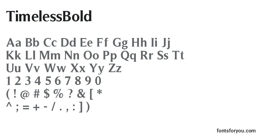 Czcionka TimelessBold – alfabet, cyfry, specjalne znaki