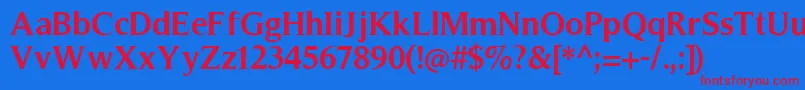 フォントTimelessBold – 赤い文字の青い背景