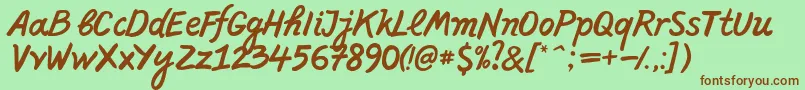 PffreescriptNormal Font – Brown Fonts on Green Background