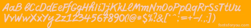 PffreescriptNormal-Schriftart – Rosa Schriften auf orangefarbenem Hintergrund
