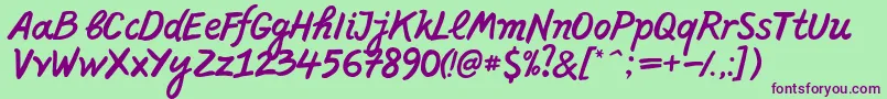 PffreescriptNormal Font – Purple Fonts on Green Background