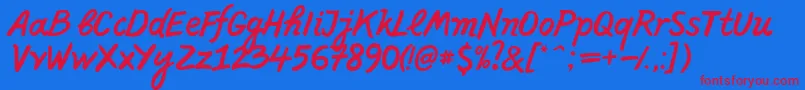 PffreescriptNormal-Schriftart – Rote Schriften auf blauem Hintergrund