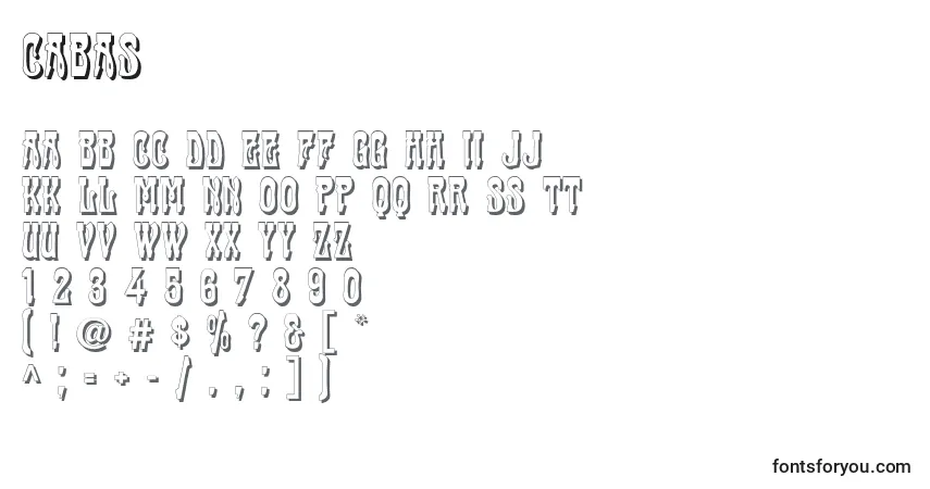 Czcionka Cabas – alfabet, cyfry, specjalne znaki