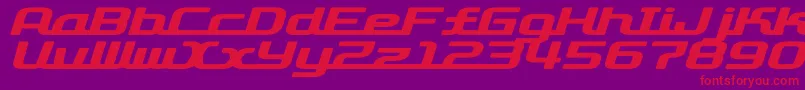 D3roadsterismwi-Schriftart – Rote Schriften auf violettem Hintergrund