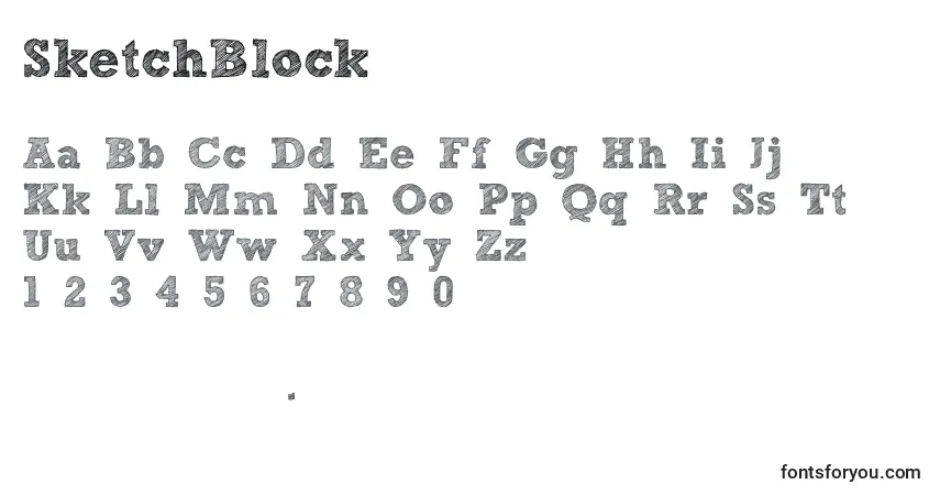 Schriftart SketchBlock – Alphabet, Zahlen, spezielle Symbole