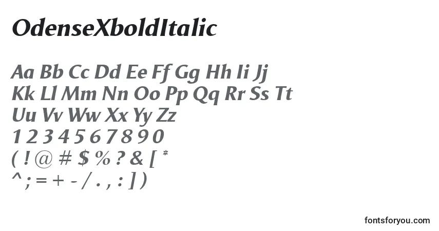 OdenseXboldItalicフォント–アルファベット、数字、特殊文字